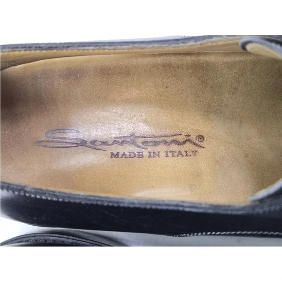 Santoni Apron Toe Dress Shoes Black Sz 9.5 D Mens Made In Italy Santoni | Shoes | Santoni Mens Black Leather Dress Shoe  main image 3